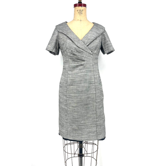 AB Studio Black and White V-Neck Short Sleeve Lined Dress Size 10 - Picture 1 of 10